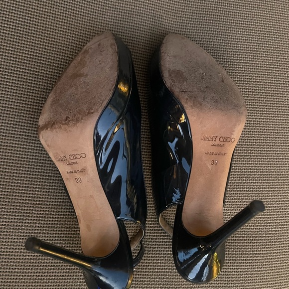 Jimmy Choo, Nova patent leather sling back stilettos. Navy 8.5 (EU 39) - Picture 4 of 4